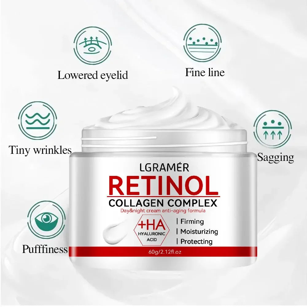 Target fine lines, puffiness and sagging skin with this retinol collagen cream, trending in the UK. Enriched with hyaluronic acid, it helps firm, smooth and deeply hydrate the skin while reducing wrinkles and improving elasticity for a more youthful, lifted appearance.