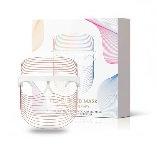 LED face mask skincare device packaging for anti ageing and light therapy treatment UK
